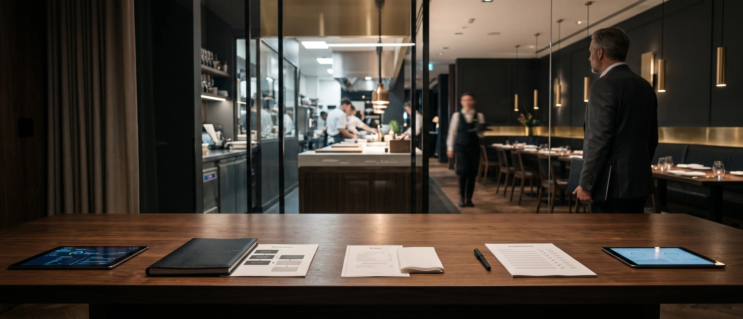 Hospitality operating method and performance review framework.