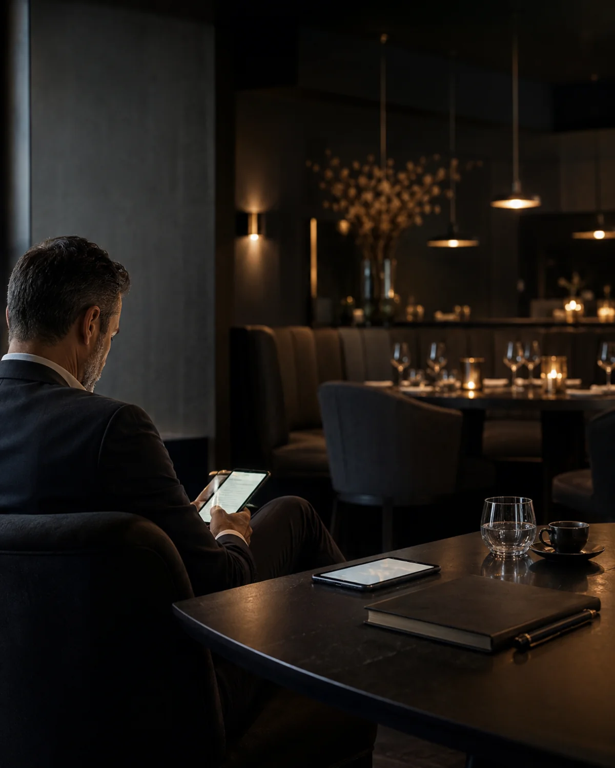Dark premium restaurant advisory visual for assessment form.